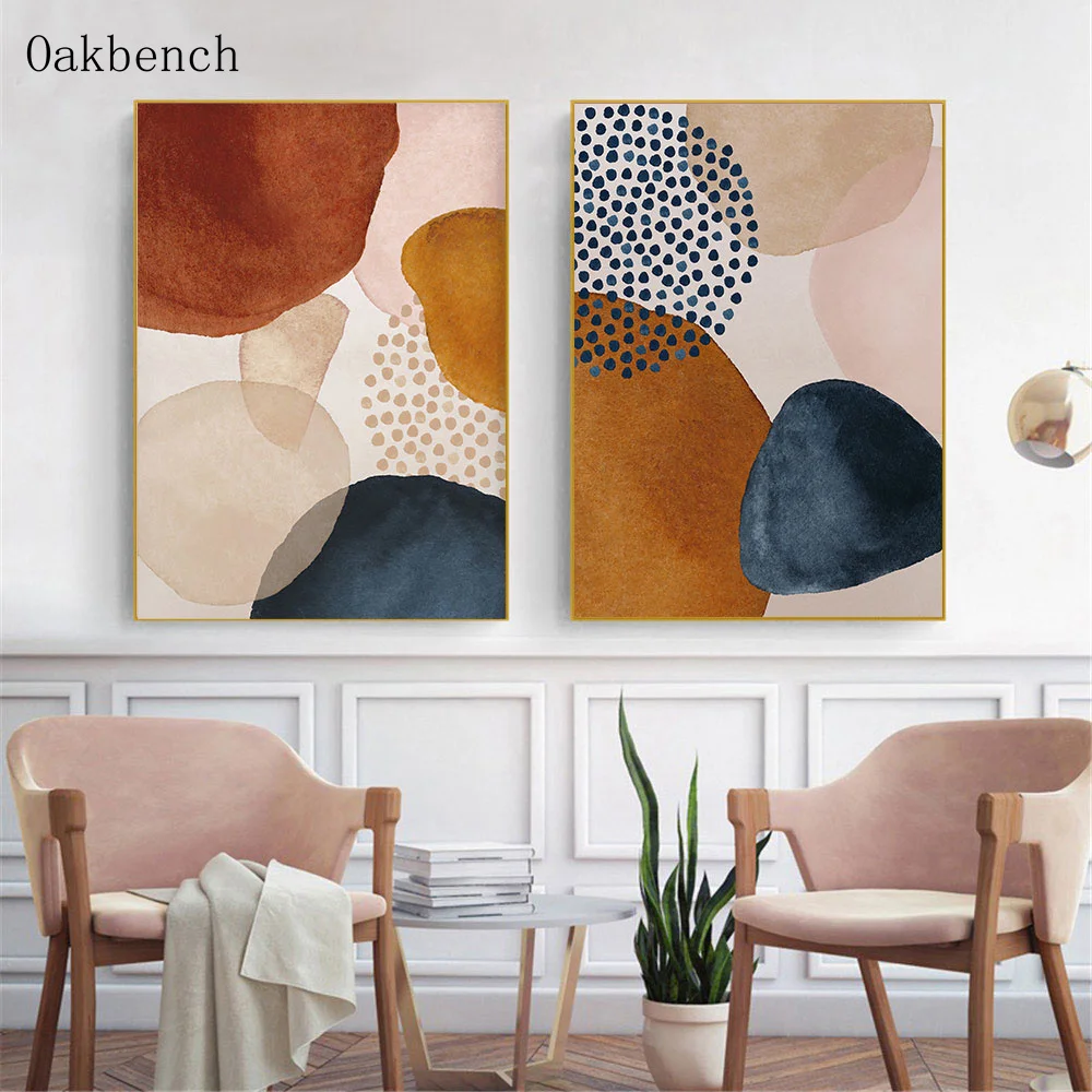 

Abstract Geometric Canvas Painting Morandi watercolor Wall Poster Print Boho Posters Nordic Art Pictures Living Room Home Decor