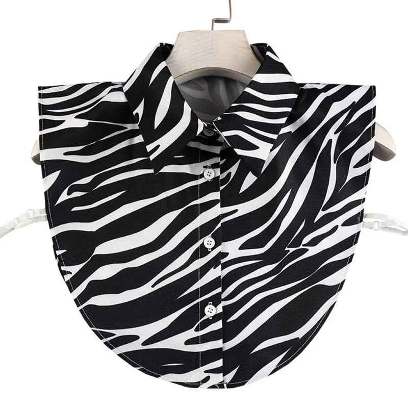 

Women Harajuku Zebra Stripes Lapel False Collar Detachable Half Shirt Dickey