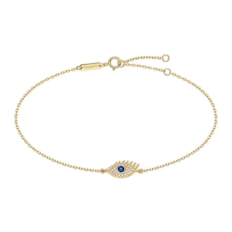 Женский ножной браслет SLJEY желтое золото с кубическим цирконием из стерлингового