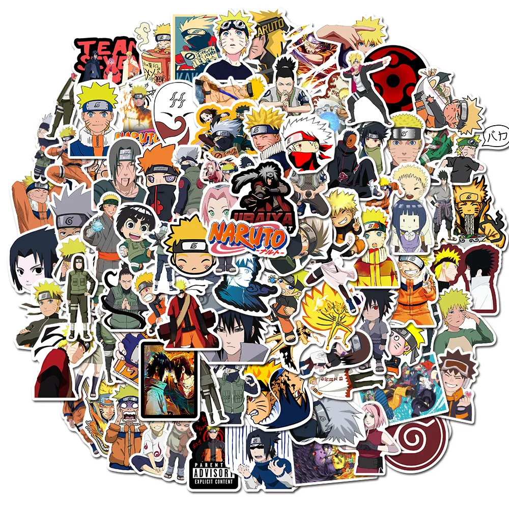 

50pcs Japan Anime Naruto Sticker Hatake Kakashi Uzumaki Naruto Pack Graffiti Suitcase Laptop Car Waterproof Cartoon Stickers