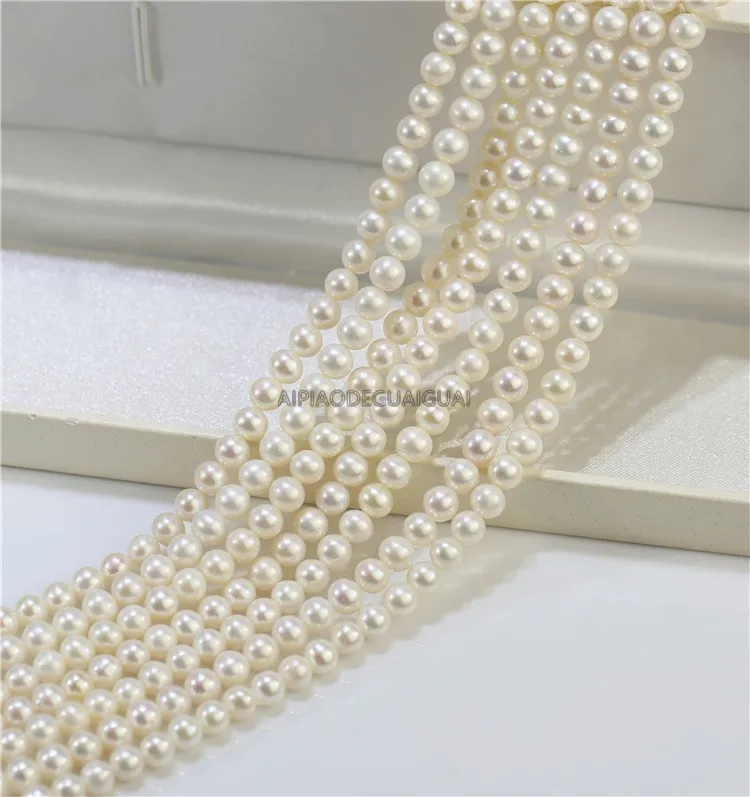 

APDGG 5-6mm AA white freshwater round pearls strands loose beads women lady jewelry DIY