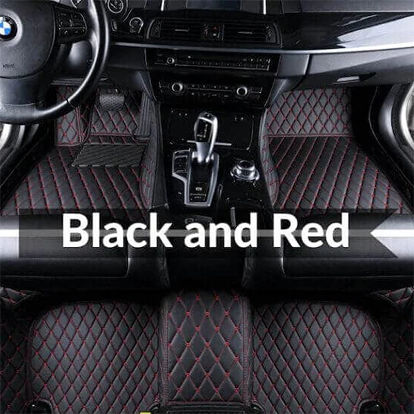 BLACK RED 5 Seat Пользовательские автомобильные кожаные Коврики для Audi A4 Avant Wagon Estate B8 8K 2009~ 5 мест Авто коврик для ног Аксессуары для ковров 2010 - Название цвета: BLACK RED 5 Seat
