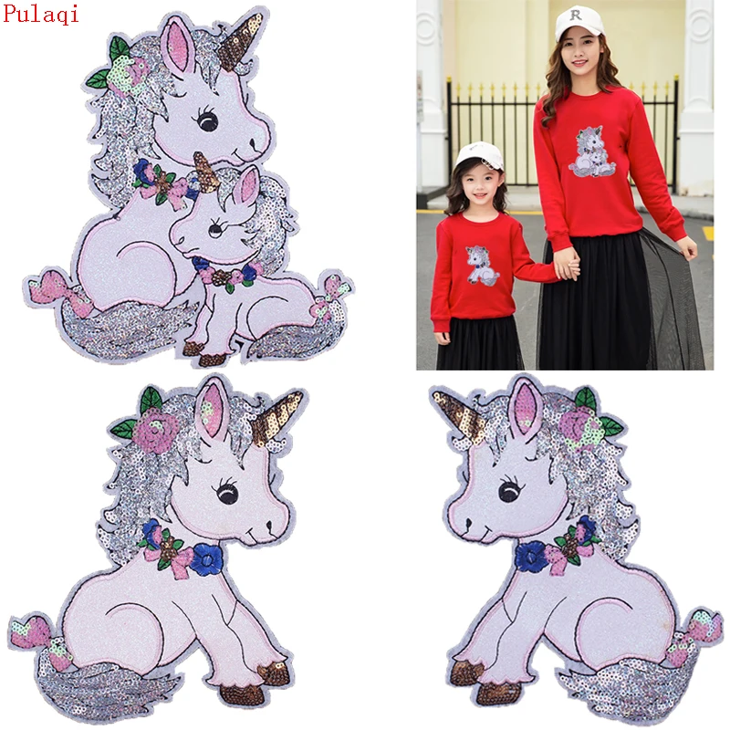 Патчи Pulaqi с блестками и единорогом патчи вышивкой утюгом для одежды наклейки в