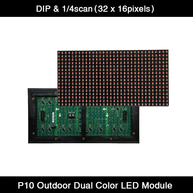 

Free Shipping P10 Outdoor DIP 1R1G Dual Color LED Display Panel Module 320*160mm 32*16 Pixel 1/4 Scan Waterproof LED Board