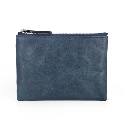 Blue Новые кошельки для монет на молнии, первый слой, коровья кожа, женская сумочка для денег, кошелек для мелочи, топ-конец, Menn, сумка для монет, тонкий кошелек, чехол для кредитных карт - Color: Blue