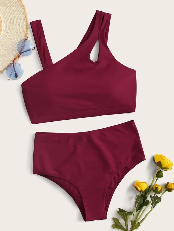 Сексуальный женский однотонный красный купальник с эффектом пуш-ап купальный