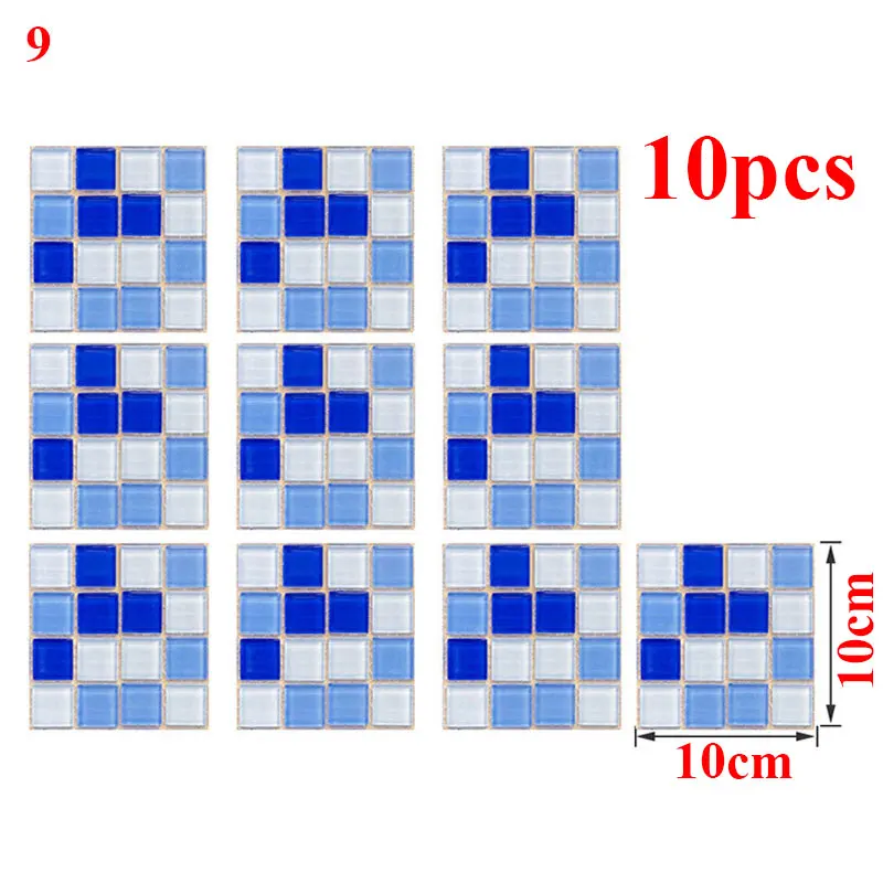 

2-d Printed Cover Kitchen Wall Stickers Floor Stickers Diy Decoration Three-dimensional Bright Film Tile Stickers 10 PCS