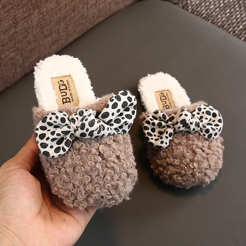 Детские домашние тапочки для девочек теплые бархатные шлепанцы дома зимы 21 30