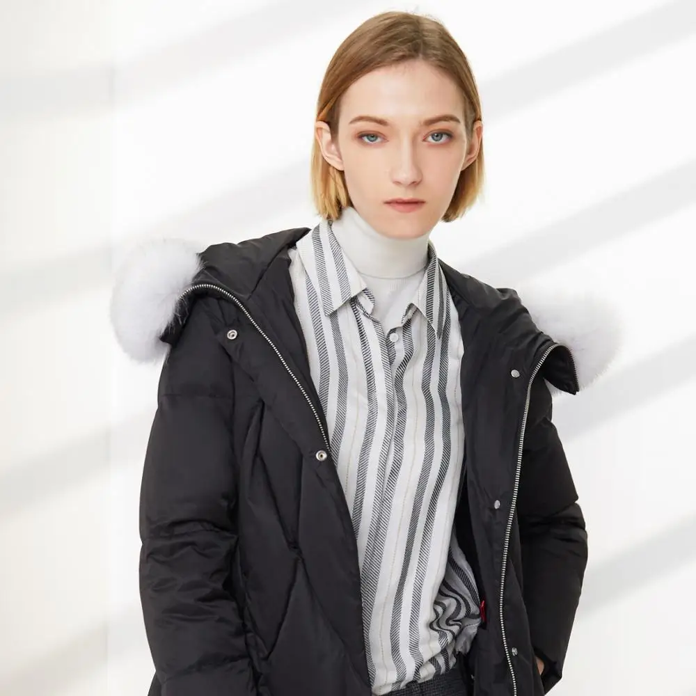 BOSIDENG новый стиль воротник из гусиного пуха лисы модная Регулируемая талия