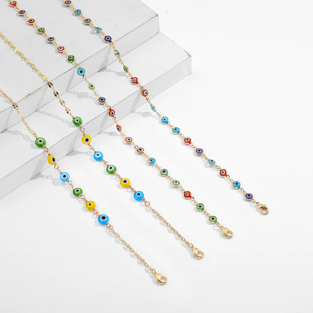 Цепочка женская с бусинами «сглаза», модное ожерелье с кристаллами, цепочка для солнцезащитных очков, ремешок-держатель для защиты от потери
