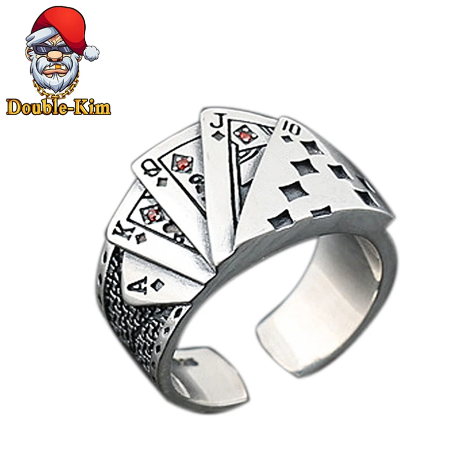 Кольцо с игральной картой и изменяемым размером кольца из титановой нержавеющей