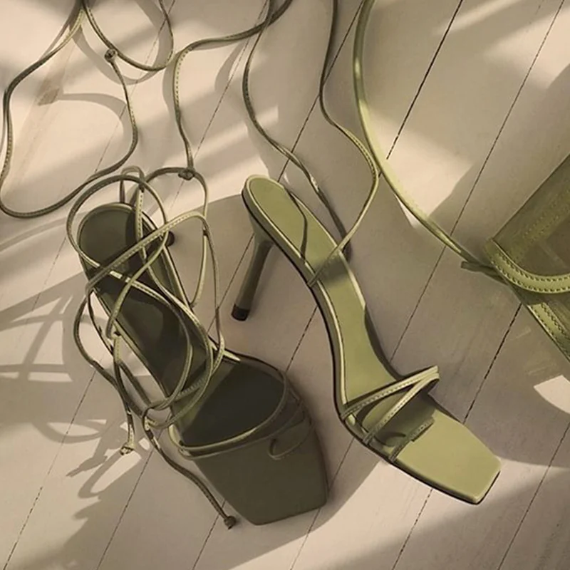 

Сандалии женские на тонком каблуке, босоножки-гладиаторы с открытым носком, сетчатые туфли с ремешком на щиколотке, обувь в римском стиле на...