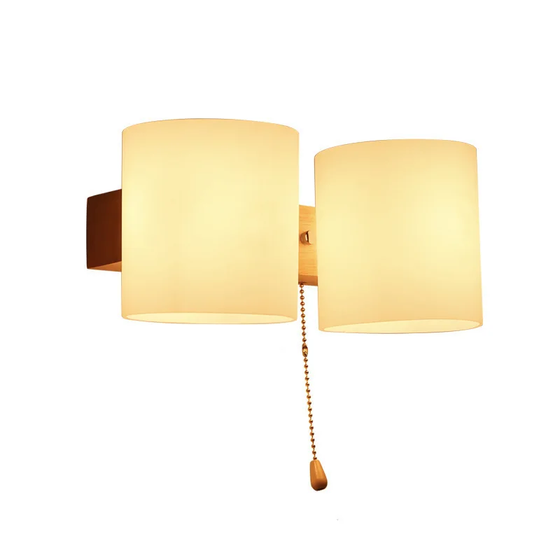 Nordic твердой древесины светодиодный настенный светильник блеск Стекло Гостиная