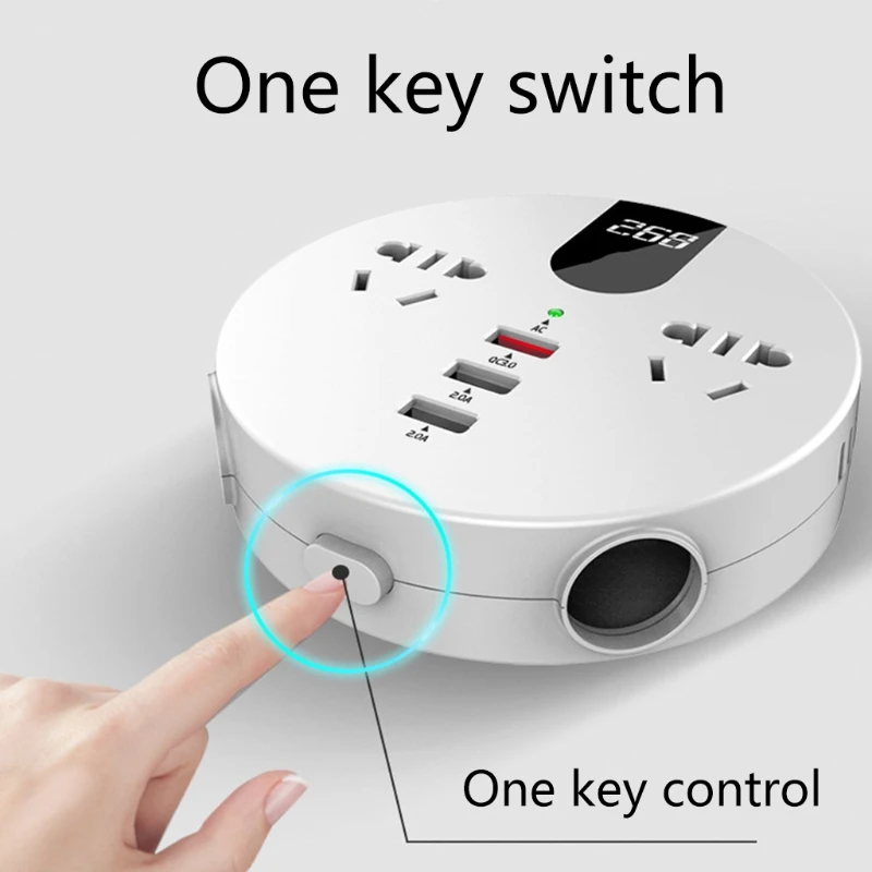 

X7AE Car Inverter Converter DC 12/24V to 220V AC Digital Display with 2 AC Outlets