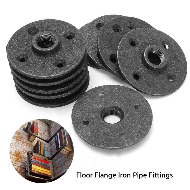 

1pcs Cast Iron Flanges Thread BSP Malleable Irons 1/2" 3/4" Pipe Fittings Wall Mount Floor Antique 4 Hole Flange Piece Hardwares