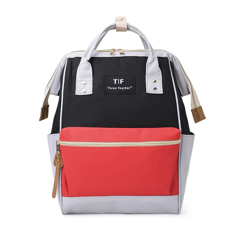 Женский рюкзак, Повседневная Лучшая дорожная сумка, школьная сумка в японском стиле с кольцом, модная сумка через плечо для девочек-подростков, рюкзак Mochila, рюкзак - Цвет: black-grey-red