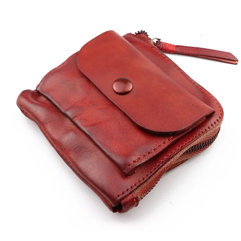 

Винтажный кошелек ручной работы из натуральной кожи, кошелек для монет, кошелек для мужчин и женщин на молнии из натуральной воловьей кожи, ...