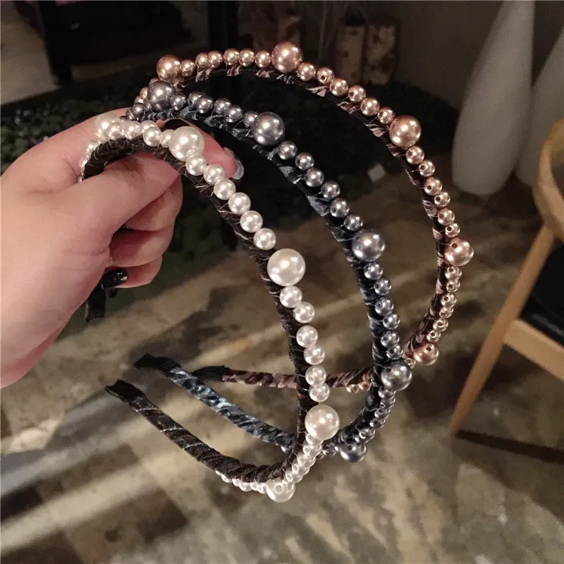

Crystal Gem Baroque Headbands For Women Diamond Hair Accessories Pearl Headband for Girls Crown Flower Hairbands Head Wrap