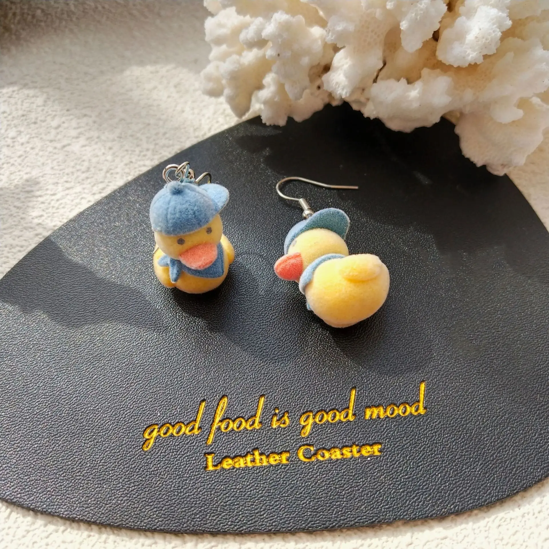 

SNCSDK Cartoon velvet duck cute Japanese and Korean hat soft girl Women's Stud earring ear clip earrings 2020 trend accessories