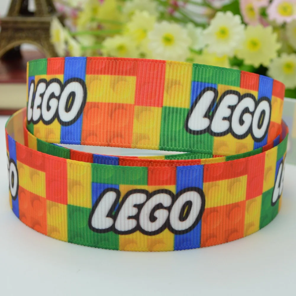 7/8 &quot22 мм 2 5 10 50 ярдов строительные игрушки печатные grosgrain ленты волос бант DIY