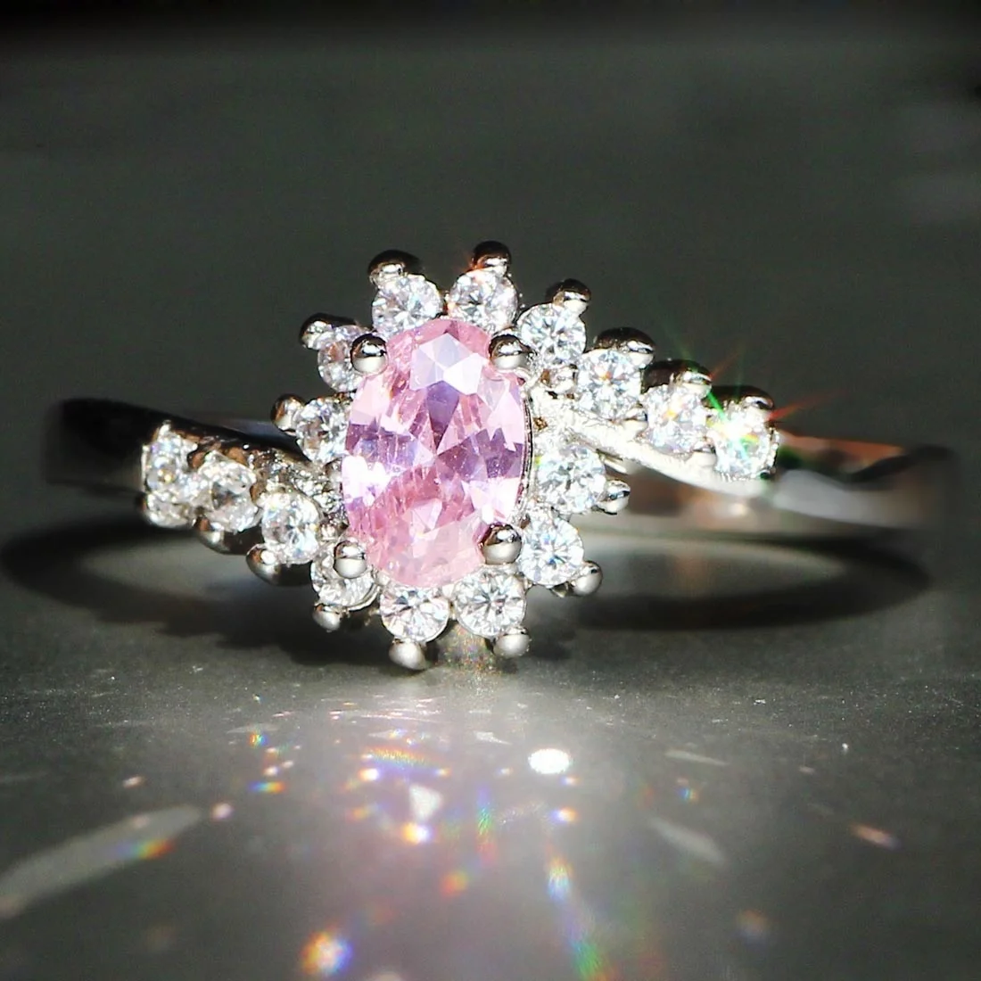 FEECOLOR 1 шт простые и благородные овальные кольца с драгоценными камнями в