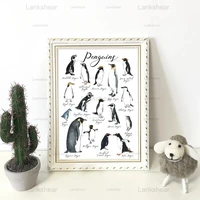 world penguins canvas painting wall art posters and prints cute kids room decoration nursery animals endangered species picture