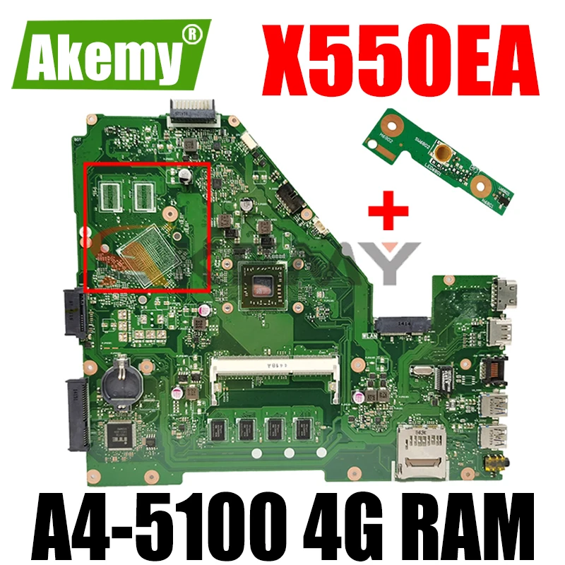 Akemy X550EA материнская плата для ноутбука Asus X550EP X550E X552E тест оригинальная 4G RAM A4-5100 |