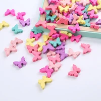 50pcs candy color natural wood butterfly wooden beads for diy jewelry making kids pacifier chain accessories wholesale bulk