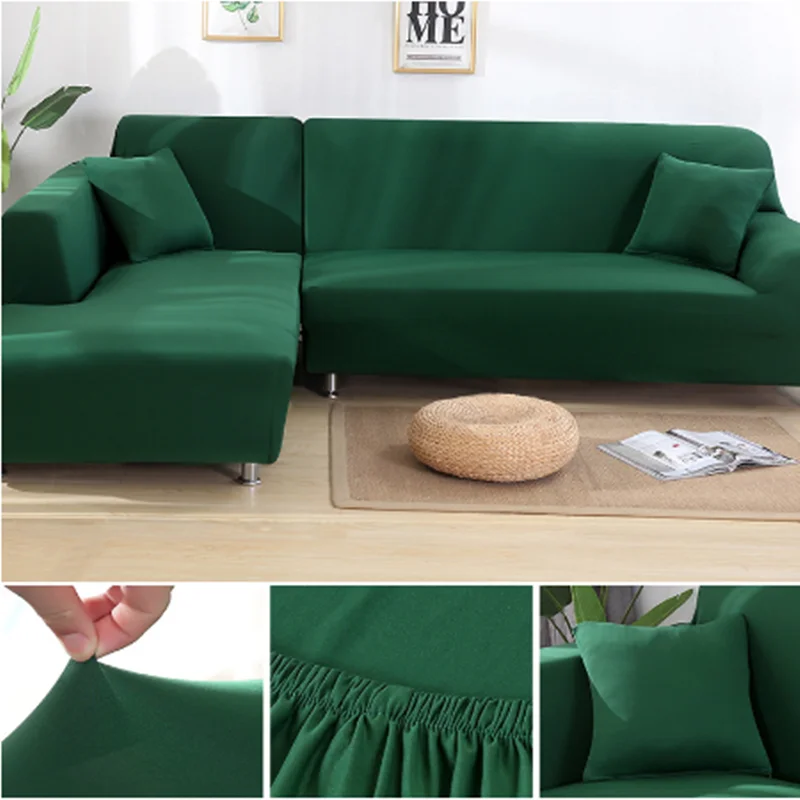 

Cheap 2 Pcs Covers for L Shaped Sofa Living Room Corner Sofa Covers Sectional Chaise Longue Sofa Slipcover Stretch Elastic