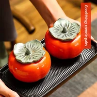 ceramic persimmon tea caddy home daily bedroom ashtray candy can gift with souvenir home office decoration organizers storage