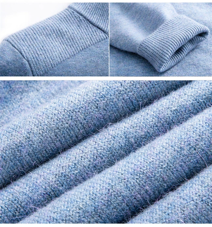 Зима мужской теплый шерстяной свитер бизнес мода Slim Fit Толстая водолазка свитер на молнии мужской бренд пуловер Одежда