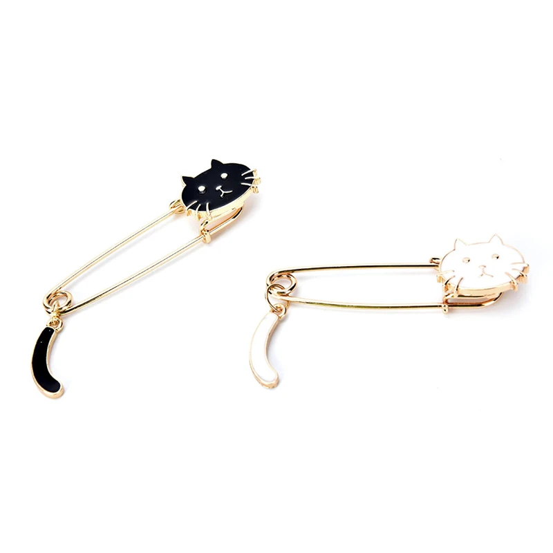 Милые Броши черно белые кошки масляная капля Изысканная брошь булавки модные
