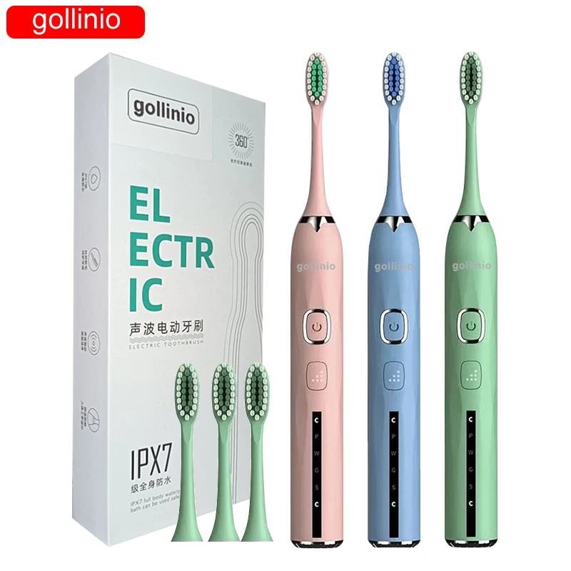 

gollinio Sonic Electric Toothbrush rechargeable usb fast charging Teeth Brush 360 degrees Tooth Brush electric Replacement GL47A
