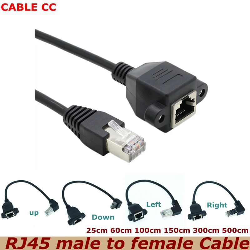 

.03m High Quality 90 Degree 8P8C FTP STP UTP Cat5 RJ45 Male to Female With Screw LAN Ethernet Computer Network Extension Cable