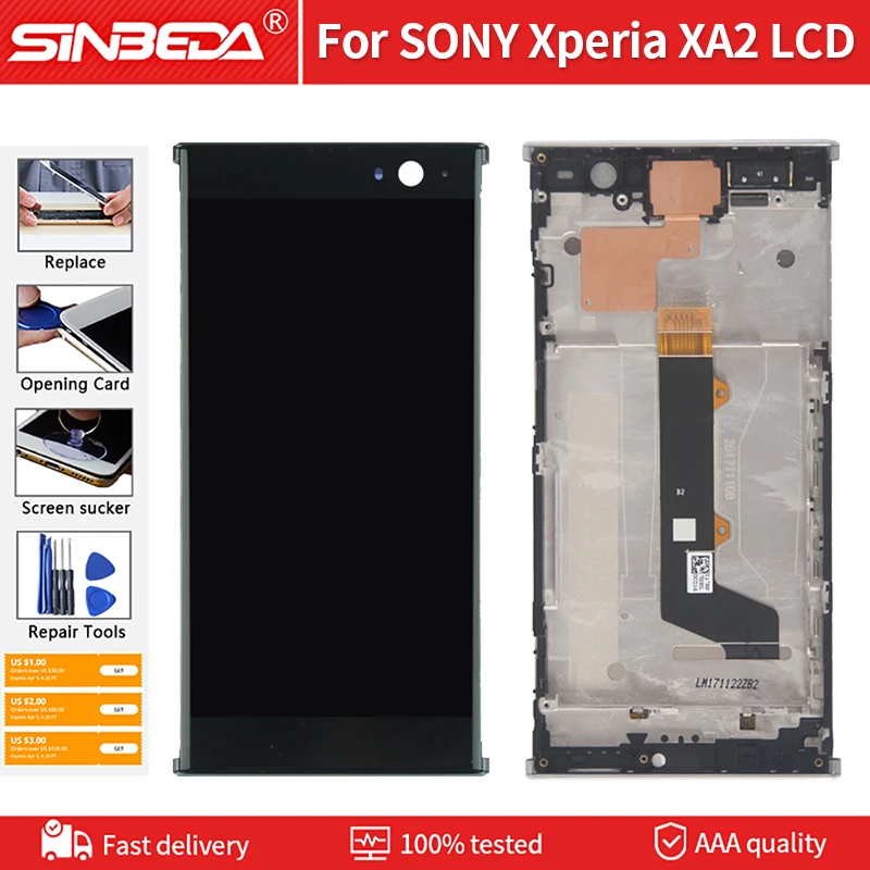 Оригинальный экран 5 2 дюйма для SONY Xperia XA2 ЖК дисплей замена OEM сенсорный с рамкой