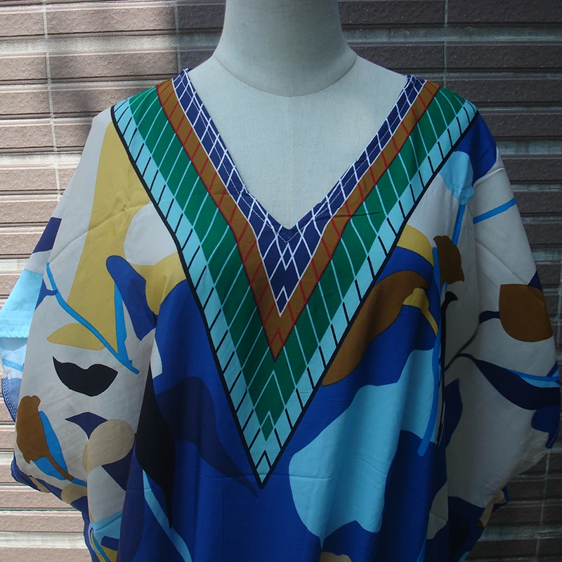 Размера плюс с принтом длинное пляжное платье Robe de хлопковый кафтан пляжные