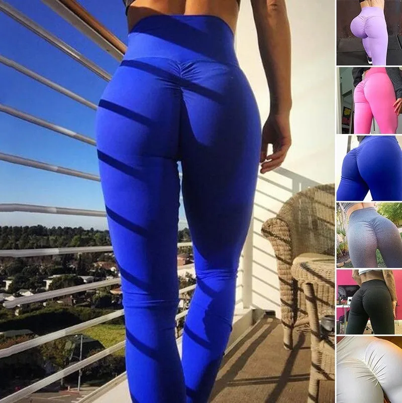 Сексуальные женские леггинсы тянущиеся высокая талия сзади с рюшами штаны для