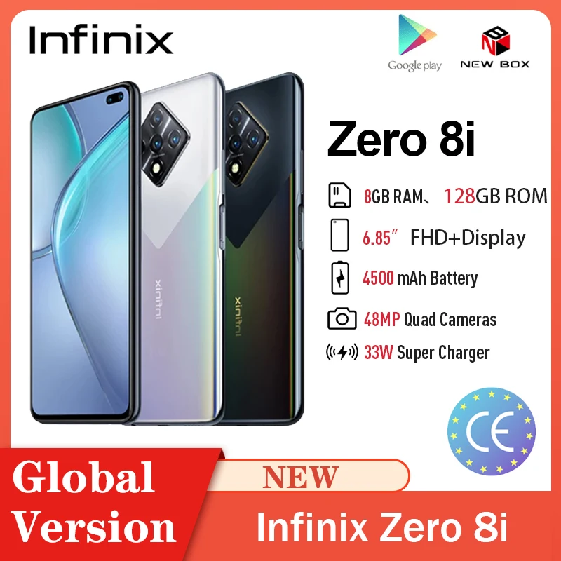 Infinix Zero 8i глобальная Версия 8GB 128GB 4500mAh 33W зарядное устройство 6 85 ''FHD 90Hz полный