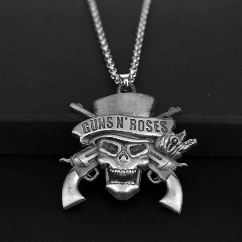 Рок Музыкальная группа Guns N 'Roses череп Death логотип Кулоны Ожерелья для женщин