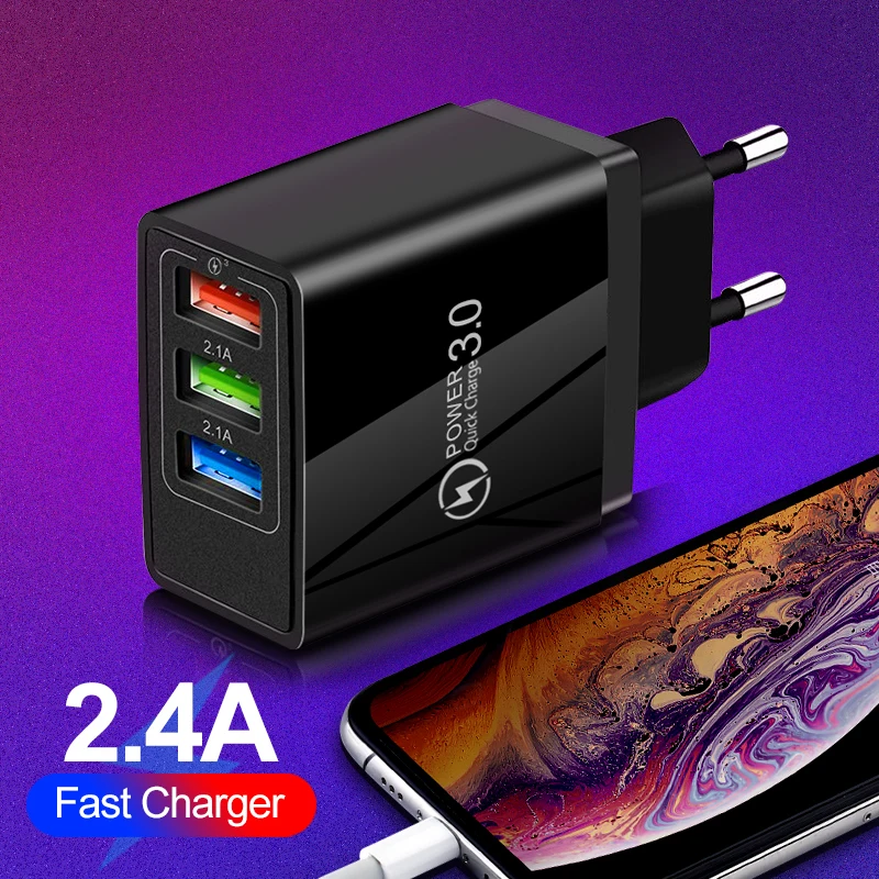 

EU/US/UK Plug USB Charger Quick Charge 3.0 For Phone Adapter For Huawei Mate 30 Tablet Portable Wall Mobile Charger Fast Charger