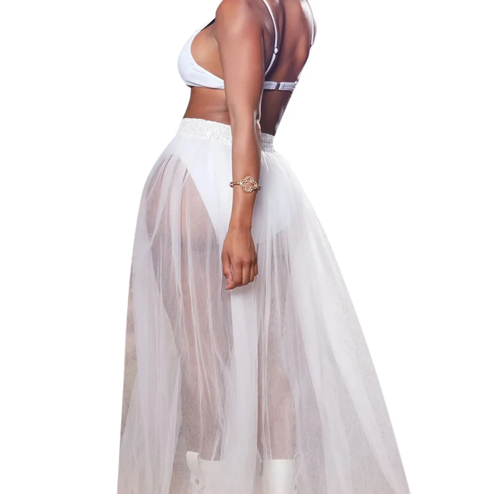 Женская шифоновая длинная юбка привлекательная трапециевидная Тюлевая