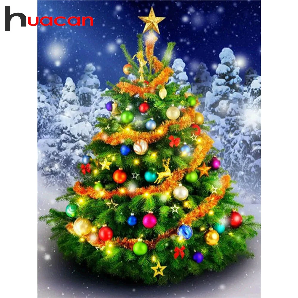 Алмазная вышивка Huacan квадрат/круглые стразы Рождество дерево картина живописные