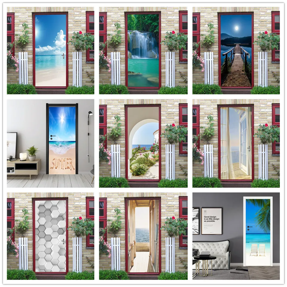 2 шт./компл. 3D вид морской пейзаж дверь украшение для дома дизайн сделай сам