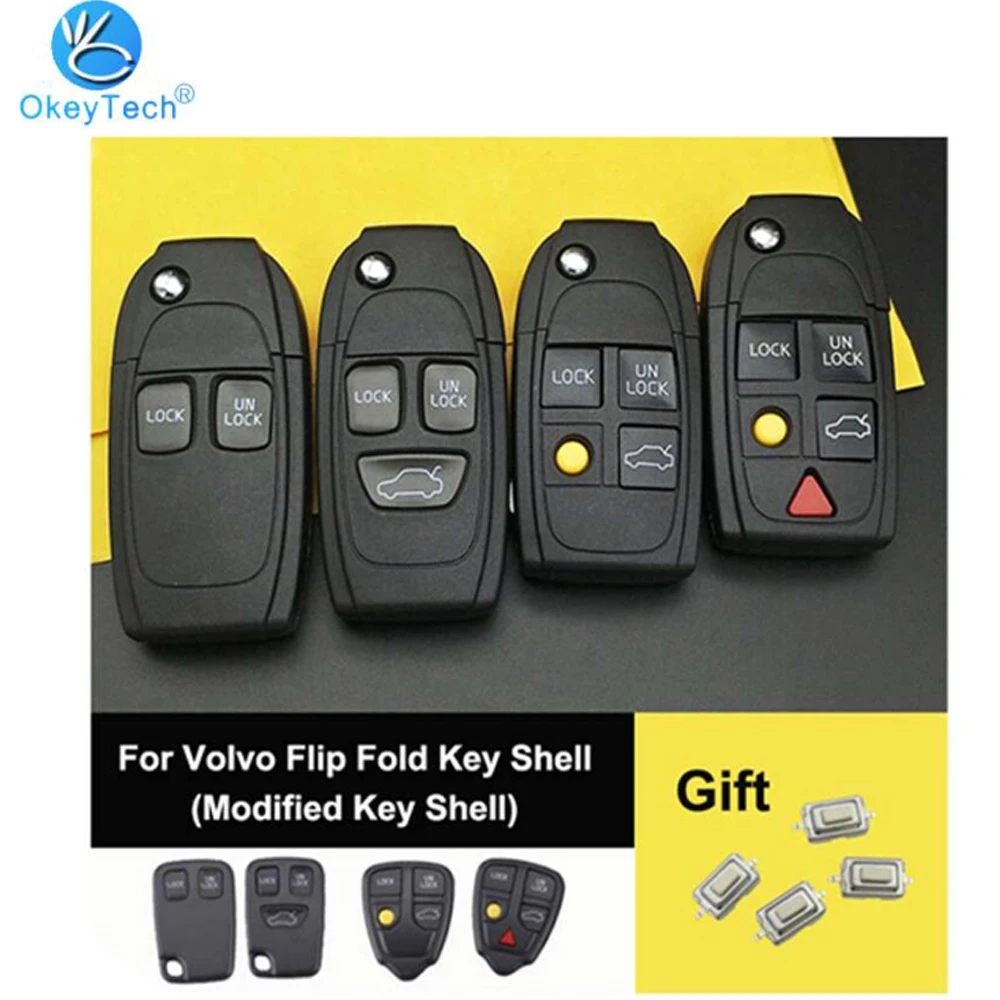 OkeyTech For Volvo S60 XC90 V50 S40 V70 S60 S70 S80 XC70 Modified Flip Folding Car Key Shell Cover Case NE66 Blade Send Switch