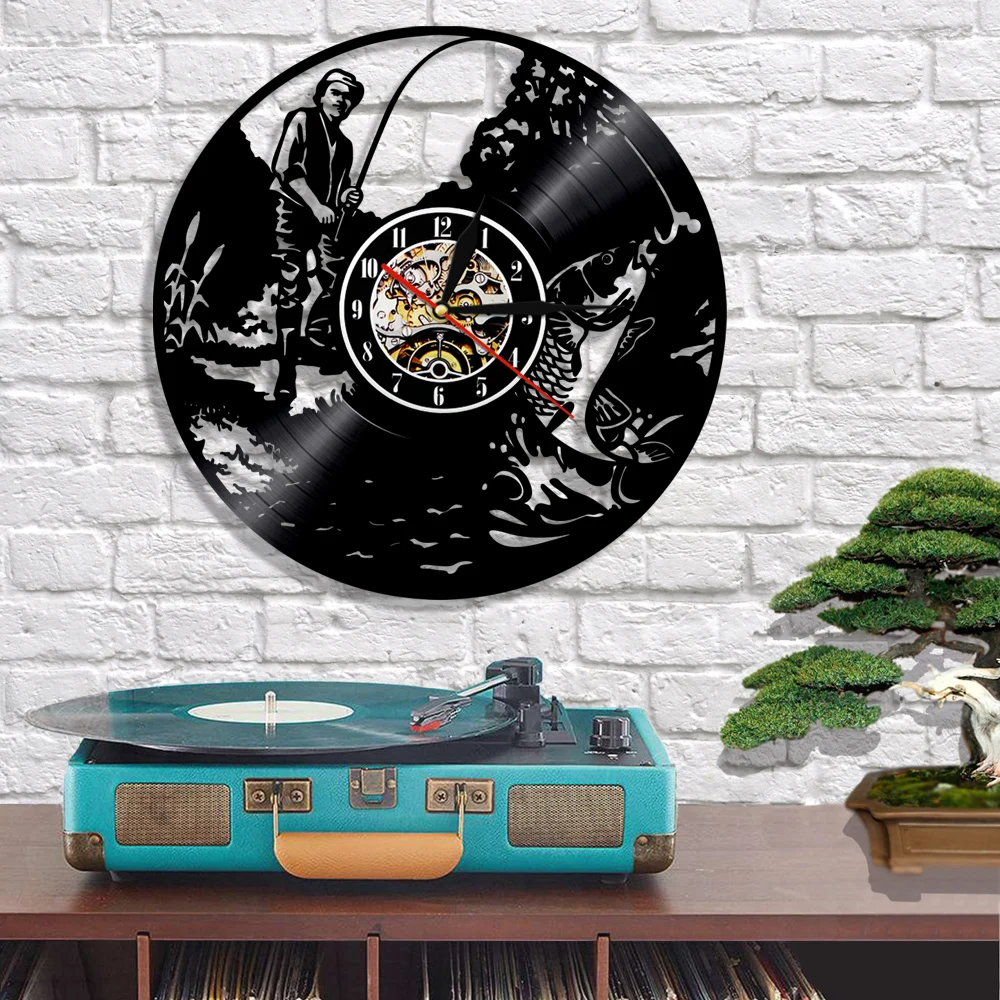 Настенные часы для рыбалки 3D настенные подарок рыбаков виниловые LP с записью