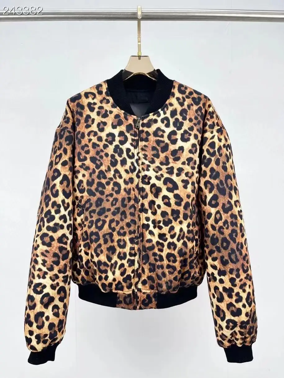 

New Fashion Runway 2021 Designer Jacket Women's Long Sleeve Leopard Print Cotton Jacket Outer Coat