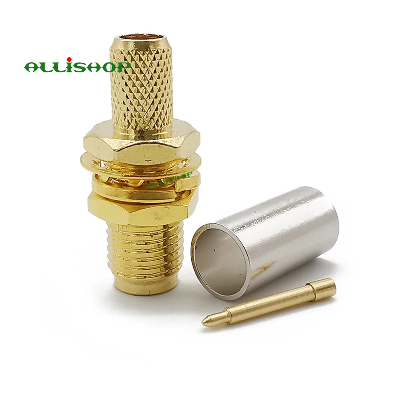 10 шт. RP SMA Гнездовой разъем RF коаксиальный соединитель обжимной RG58 RG142 LMR195 RG400 с