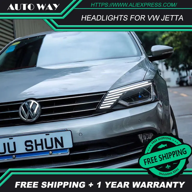 Car Styling Head Lamp case for VW Jetta 2011-2017 LED Headlights Headlight H7 D2H HID Angel Eye Bi Xenon Beam | Автомобили и