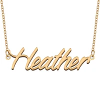 heather name necklace for women stainless steel jewelry 18k gold plated nameplate pendant femme mother girlfriend gift