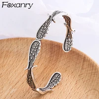 foxanry 925 sterling silver bracelet new trend punk vintage unique design wing party jewelry birthday gifts couples accessories